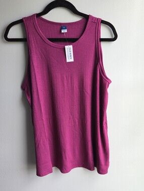 NWT Old Navy Women's Large Luxe Ribbed-Knit Swing Tank Top in Virtual Orchid